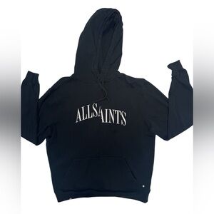 All Saints Black Hoodie with White Logo